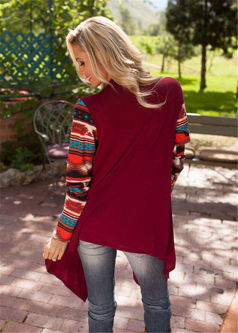 Romoti All About Bohemian Splicing Multicolor Irregular Cardigan