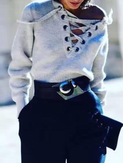 Romoti All To Lace Up Sweater