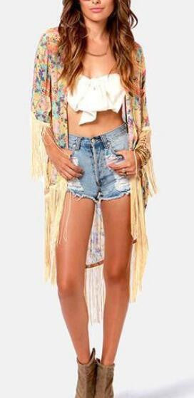 Romoti Back To Tassel Floral Cardigan