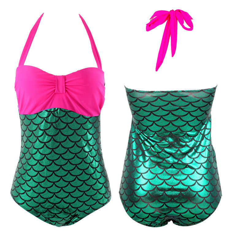Romoti Big Szie Mermaid Halter One-piece Swimsuit
