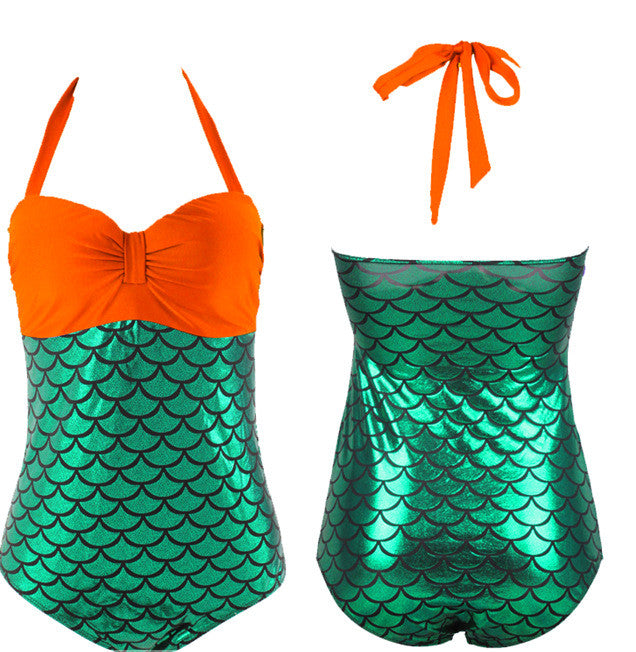 Romoti Big Szie Mermaid Halter One-piece Swimsuit