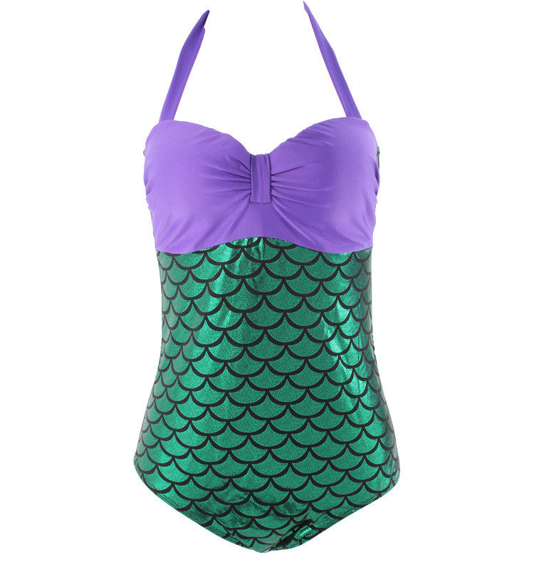 Romoti Big Szie Mermaid Halter One-piece Swimsuit