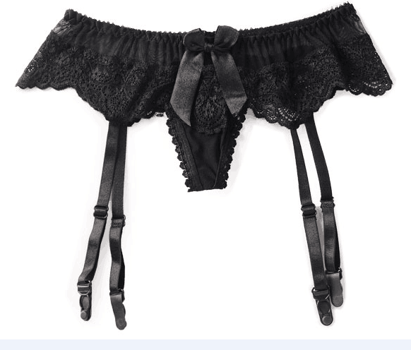 Romoti Black Lace Garter Panty & Stockings