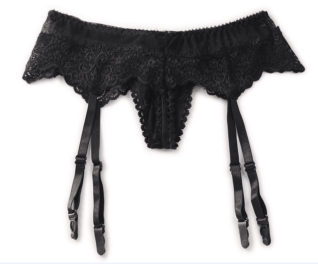 Romoti Black Lace Garter Panty & Stockings