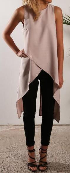 Romoti Chiffon Irregular Sleeveless Top