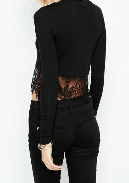Romoti Close To Black Lace Splicing Top