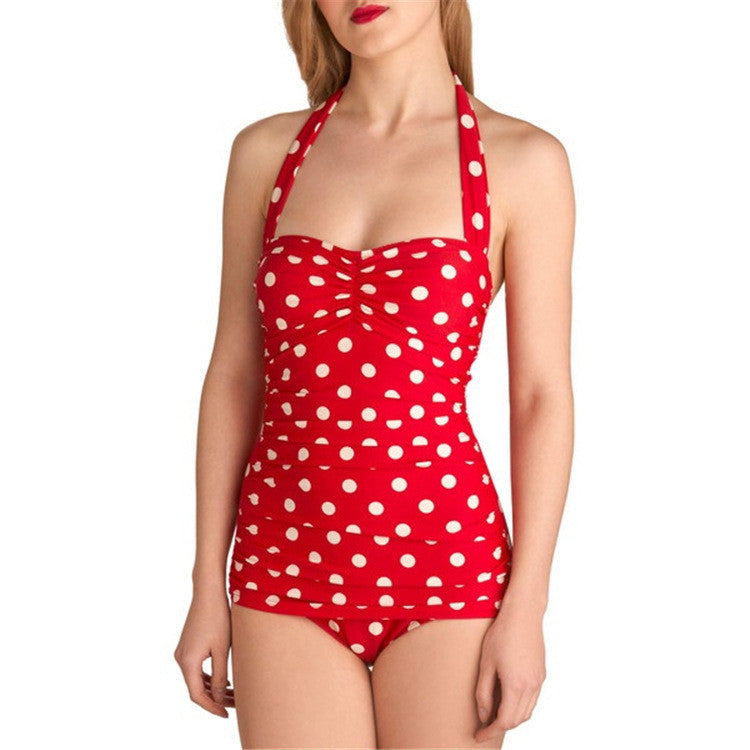 Romoti Cute Dot Halter One-piece Swimsuit