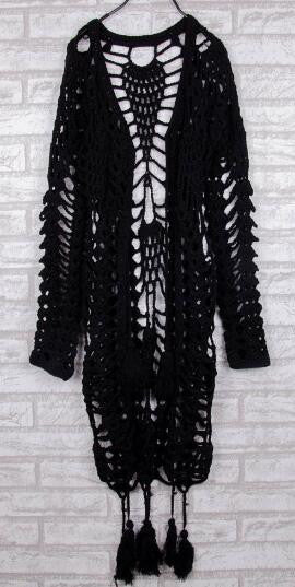 Romoti Cute Lady Crochet Hollow Tassel Cardigan