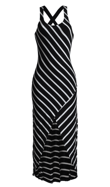 Romoti Deed Side In Stripe Slit Long Dress