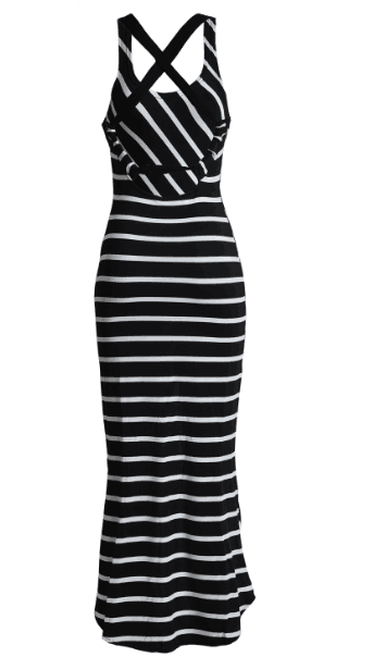 Romoti Deed Side In Stripe Slit Long Dress