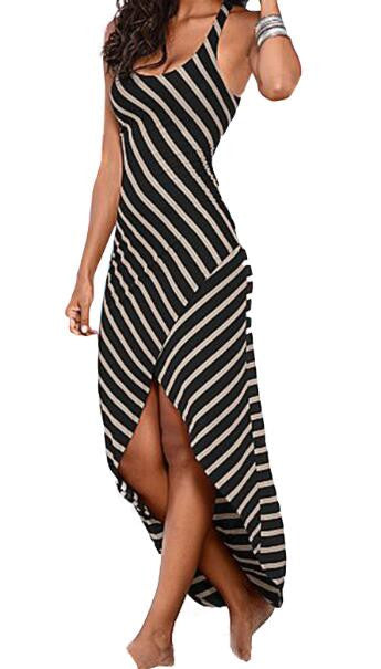 Romoti Deed Side In Stripe Slit Long Dress
