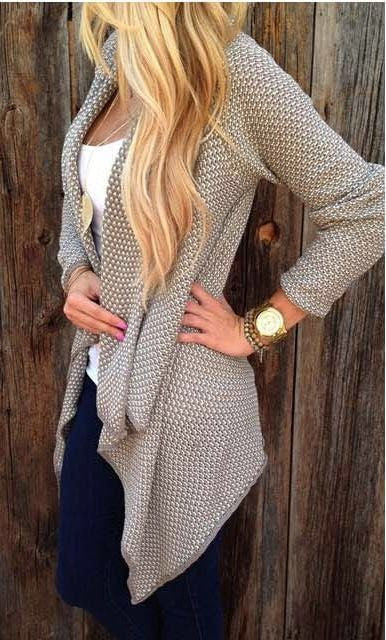 Romoti Fashion Wave Point Irregular Sweater Cardigan
