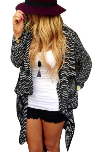 Romoti Fashion Wave Point Irregular Sweater Cardigan