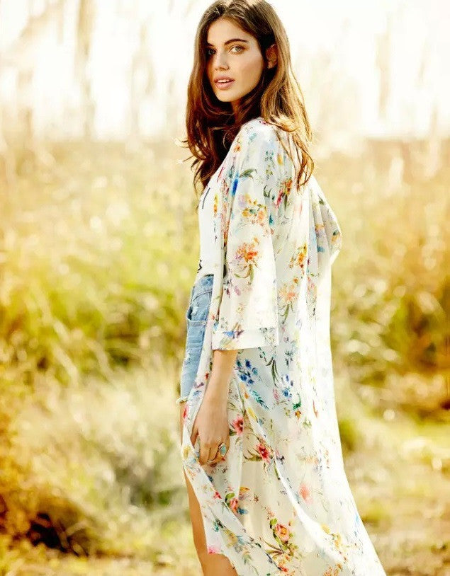 Romoti  Follow Your Heart Chiffon Floral Cardigan