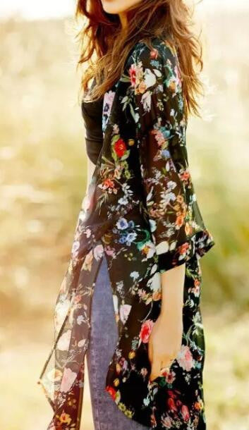 Romoti  Follow Your Heart Chiffon Floral Cardigan