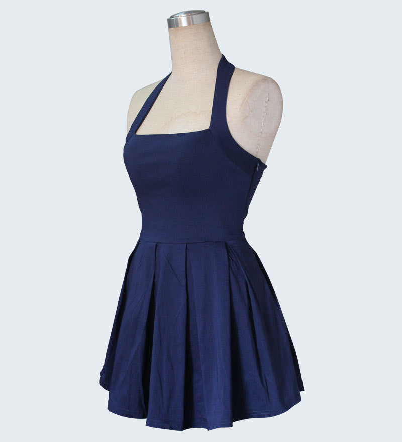 Romoti Halter Neck Ruffle A Line Dress