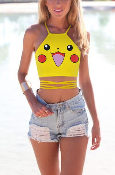Romoti Happy Day Pikachu Yellow Crop Top