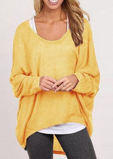 Romoti Have Fun Knit Round Neck Oversized Top