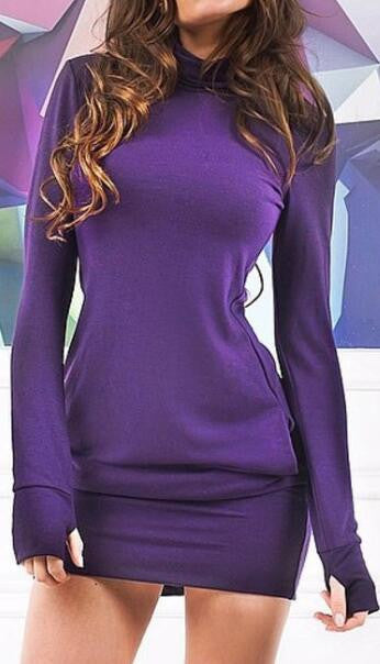 Romoti High Collar Bodycon Sweatshirt Dress