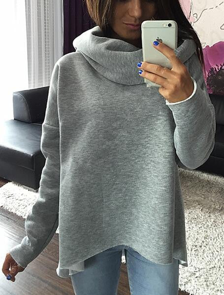 Romoti High Collar Irregular Sweashirt