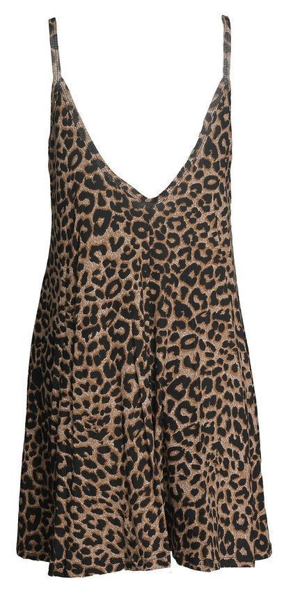 Romoti Leopard Print Spaghetti Straps Mini Dress