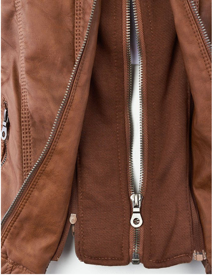 Romoti Love Youself PU Hooded Jacket