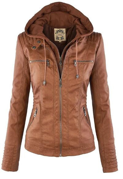 Romoti Love Youself PU Hooded Jacket