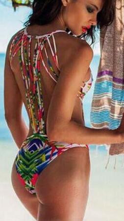 Romoti Multicolor Strappy One Piece Swinsuit