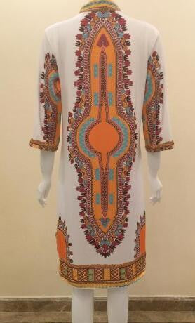 Romoti My Day With Ethnic Print Plunging Neck Dress