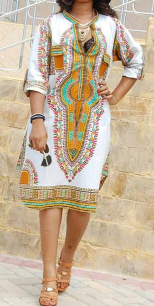 Romoti My Day With Ethnic Print Plunging Neck Dress