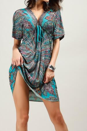Romoti See You Tonight Floral Plunging Neck Open Back Dress
