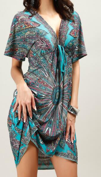 Romoti See You Tonight Floral Plunging Neck Open Back Dress