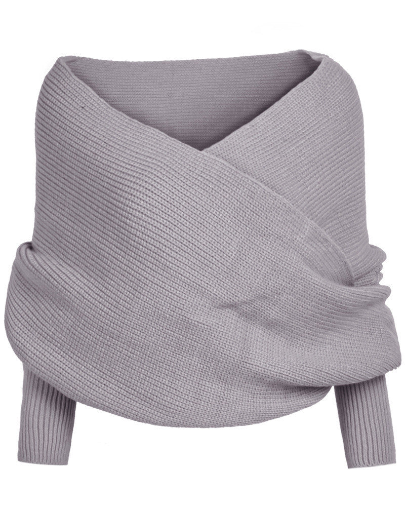 Romoti Sexy Lady Off The Shoulder Cross Sweater And Grenadine Elastic ...