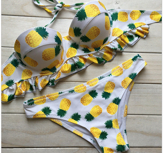 Romoti Summer Morning Pineapple Neck Bikini Set