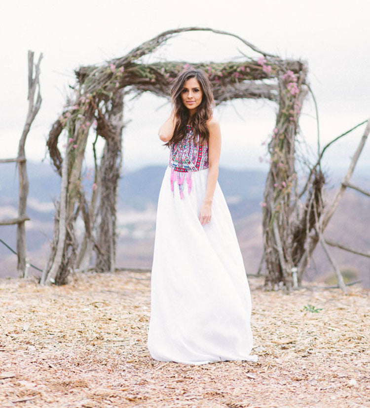 Romoti Totem Print Chiffon Long Dress