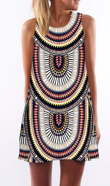 Romoti Tribe Print Sleeveless Dress