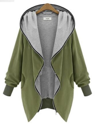 Romoti Waiting For You Zipper Hooder Ireegular Coat