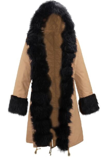 Romoti Warm Fur Collar Hooded Coat