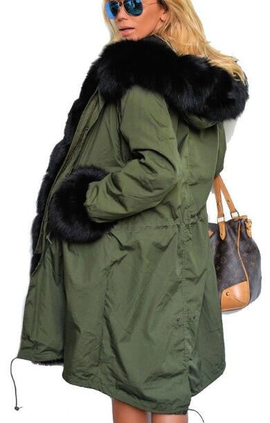 Romoti Warm Fur Collar Hooded Coat