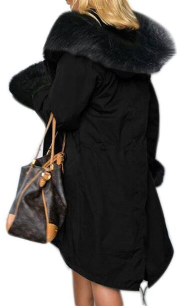 Romoti Warm Fur Collar Hooded Coat