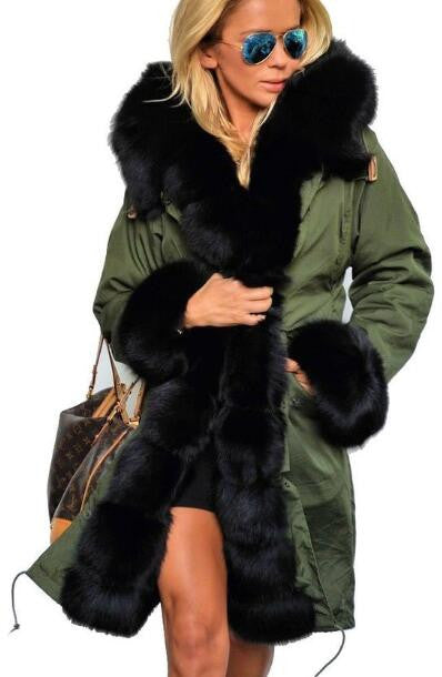 Romoti Warm Fur Collar Hooded Coat