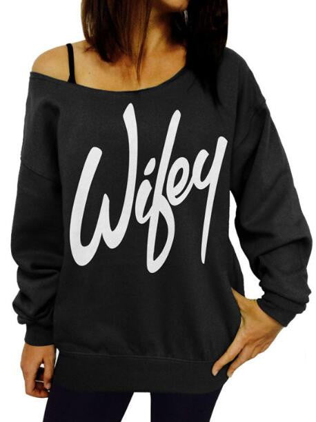 Romoti Wifey Letter Print Sweatshirt
