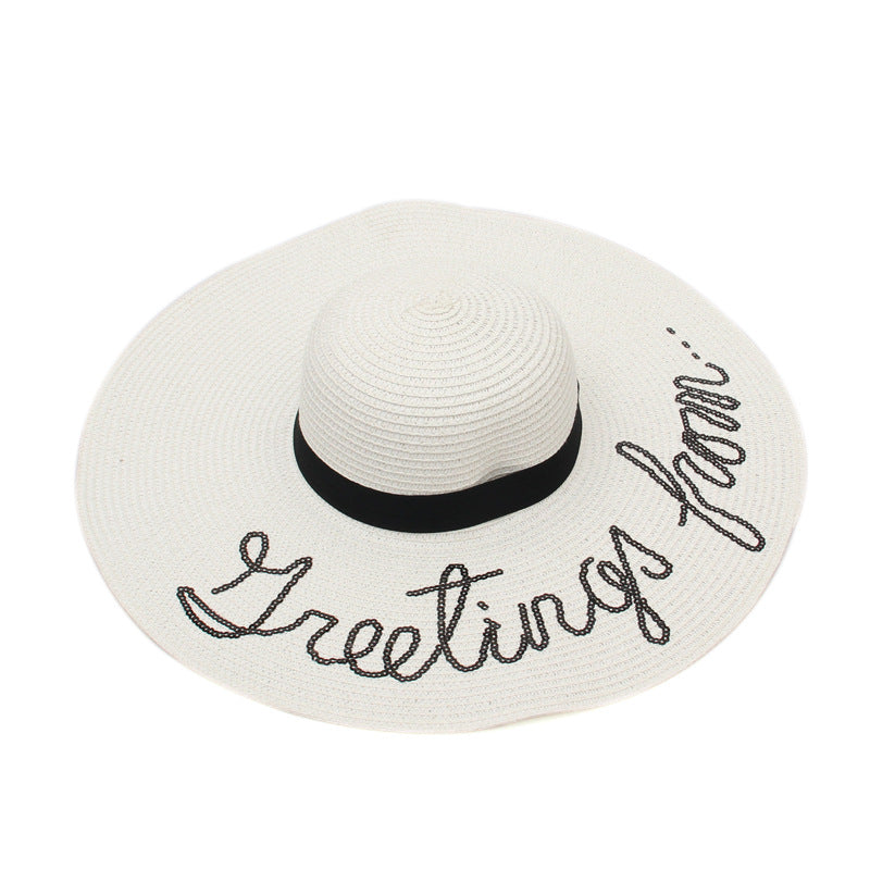 Sequins Letter Straw Hat