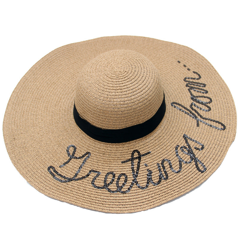 Sequins Letter Straw Hat