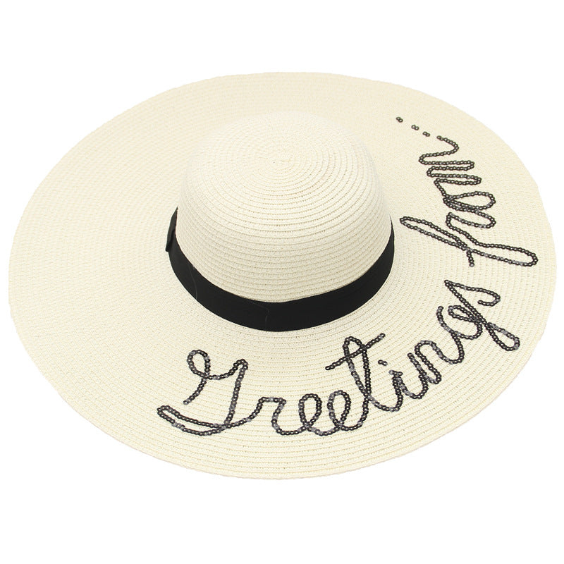 Sequins Letter Straw Hat