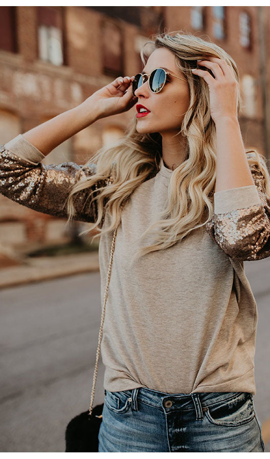 Sequins Round Neck Top