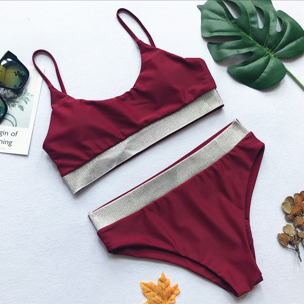 Sequins Splicing Bikini Set