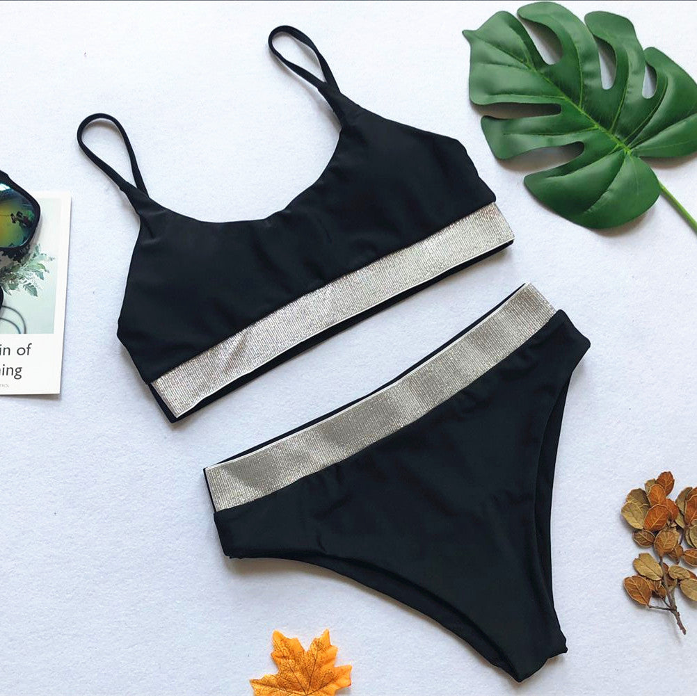Sequins Splicing Bikini Set