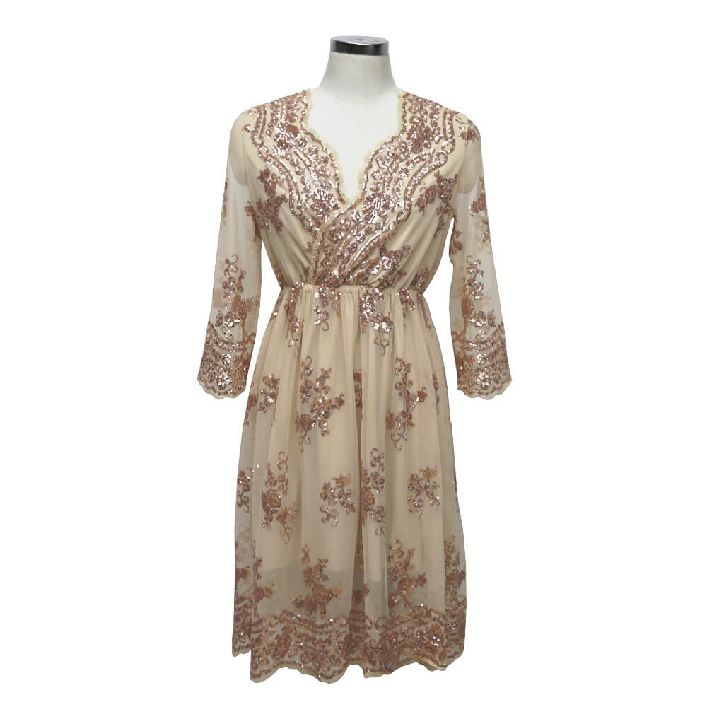 Sequins V Neck Dress