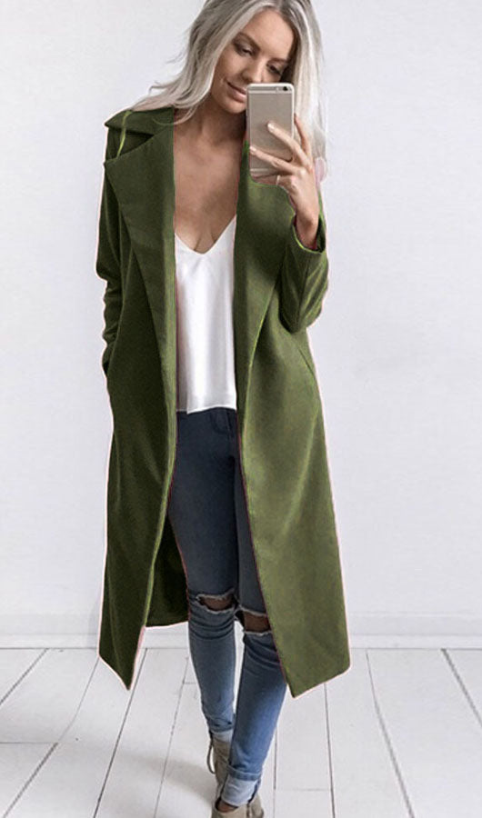Solid Color Lapel Coat